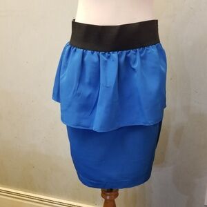 Auqa blue overlay mini skirt summer women's size Small (R23)